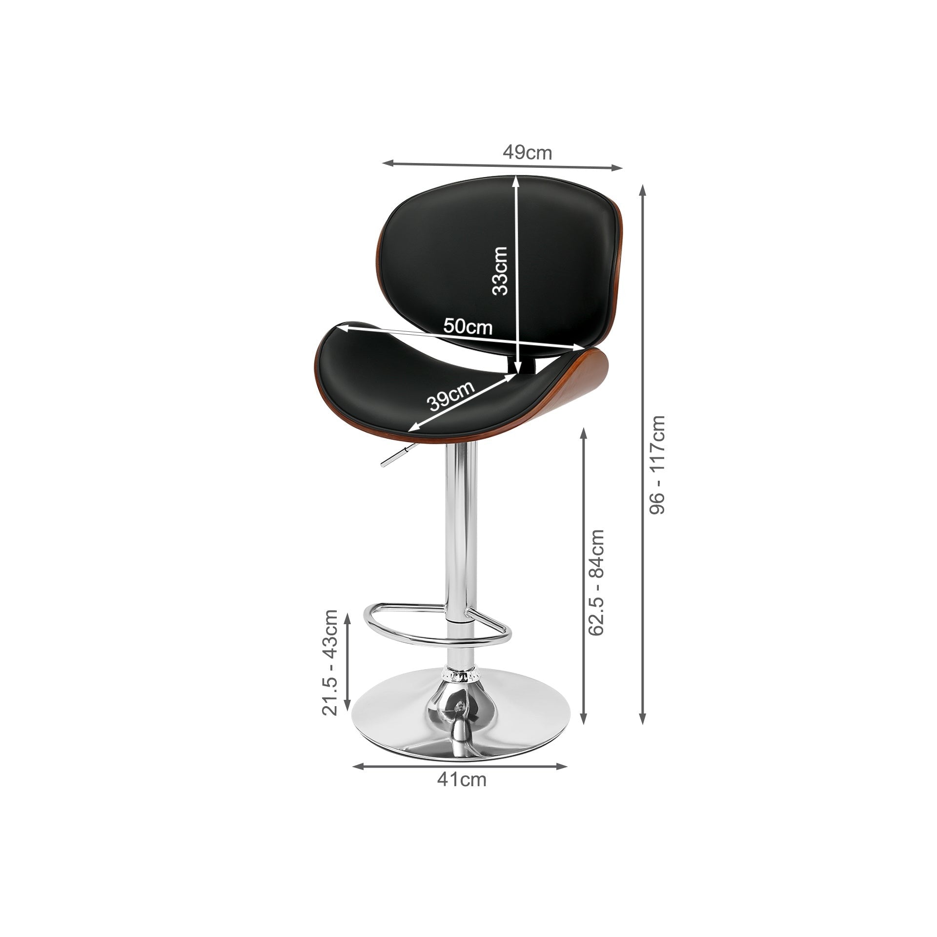 Foti Swivel Bar Stool - Black