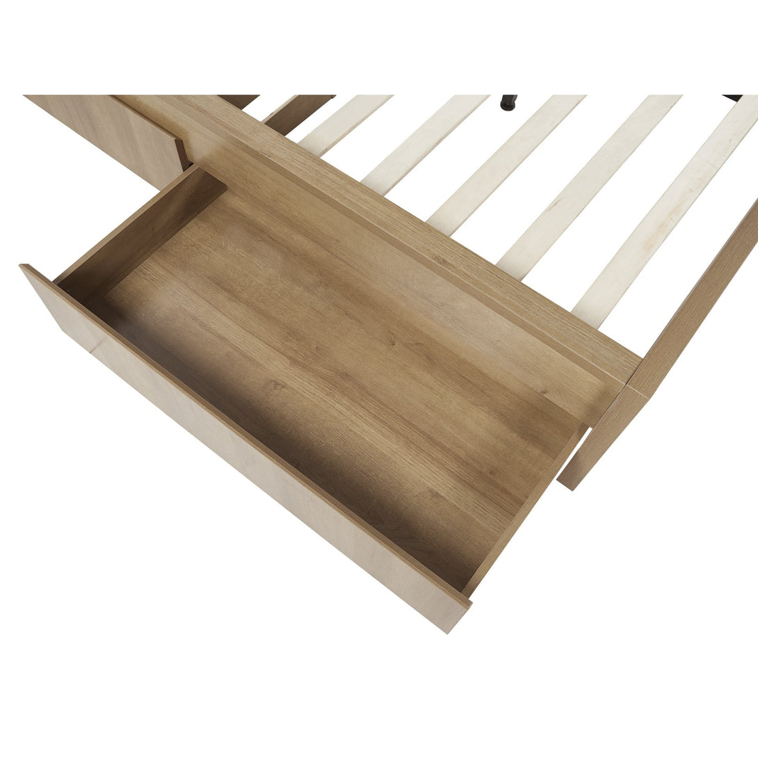 Harris Queen Bed Frame with Storage - Oak