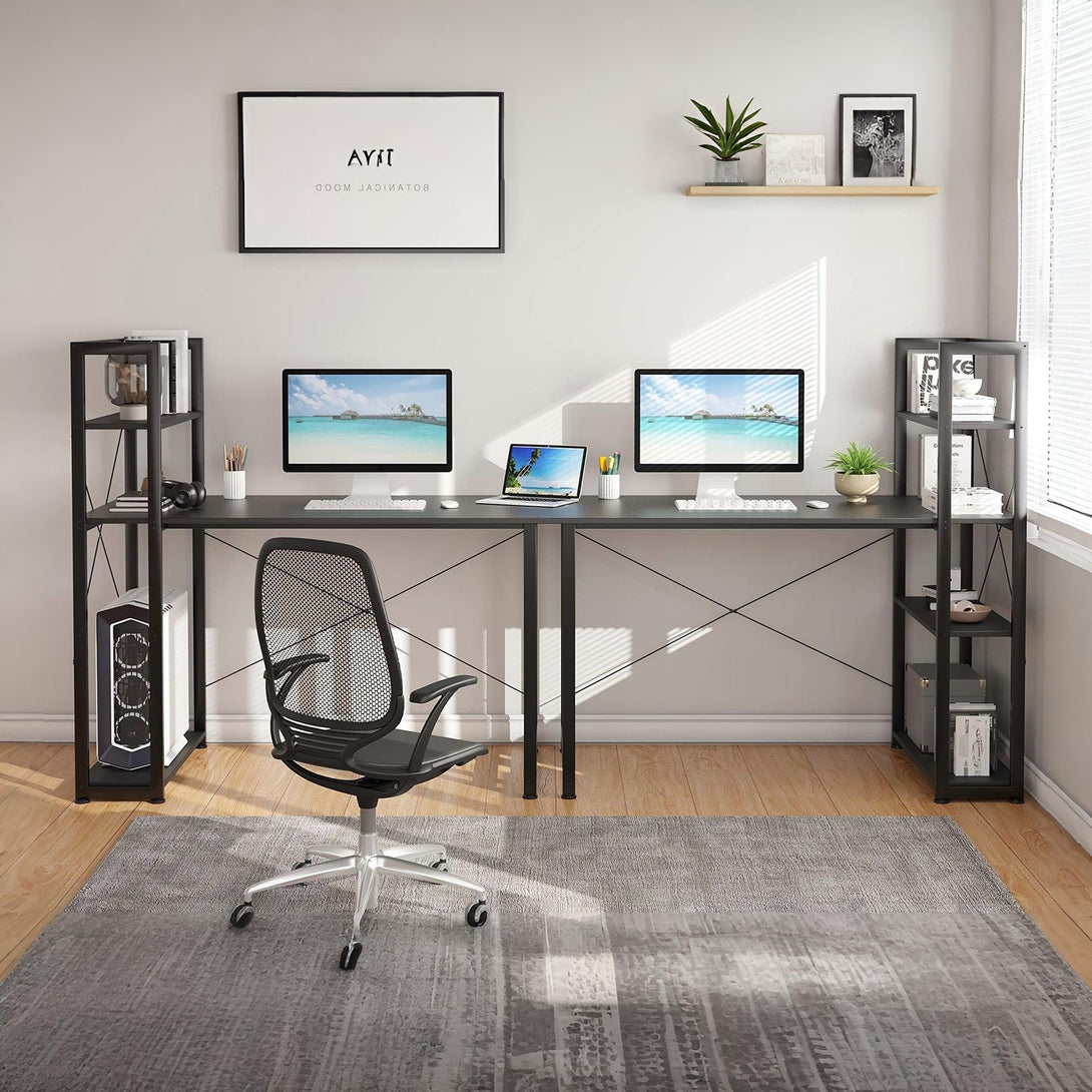 Kevin 120cm Computer Desk with Bookshelf - Black