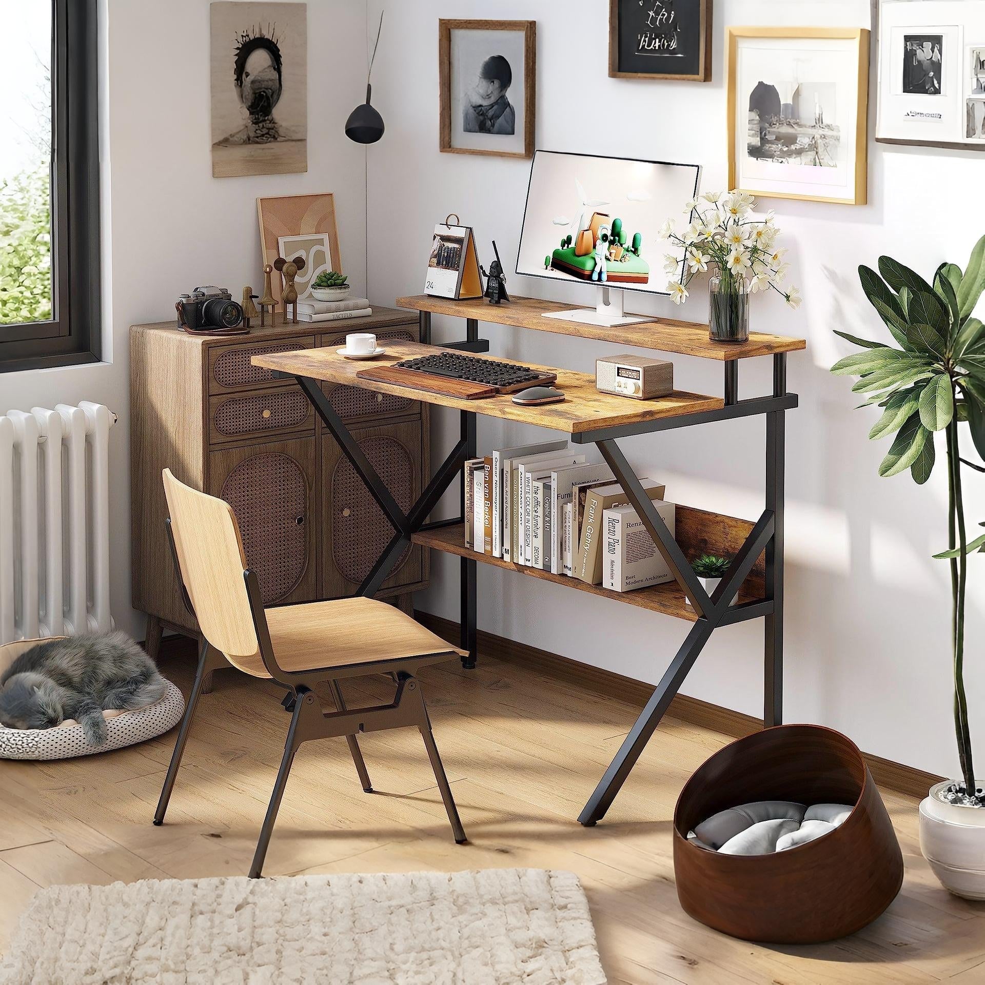 Study Table Rustic Michael 70cm Computer Desk Study Table - Rustic Brown