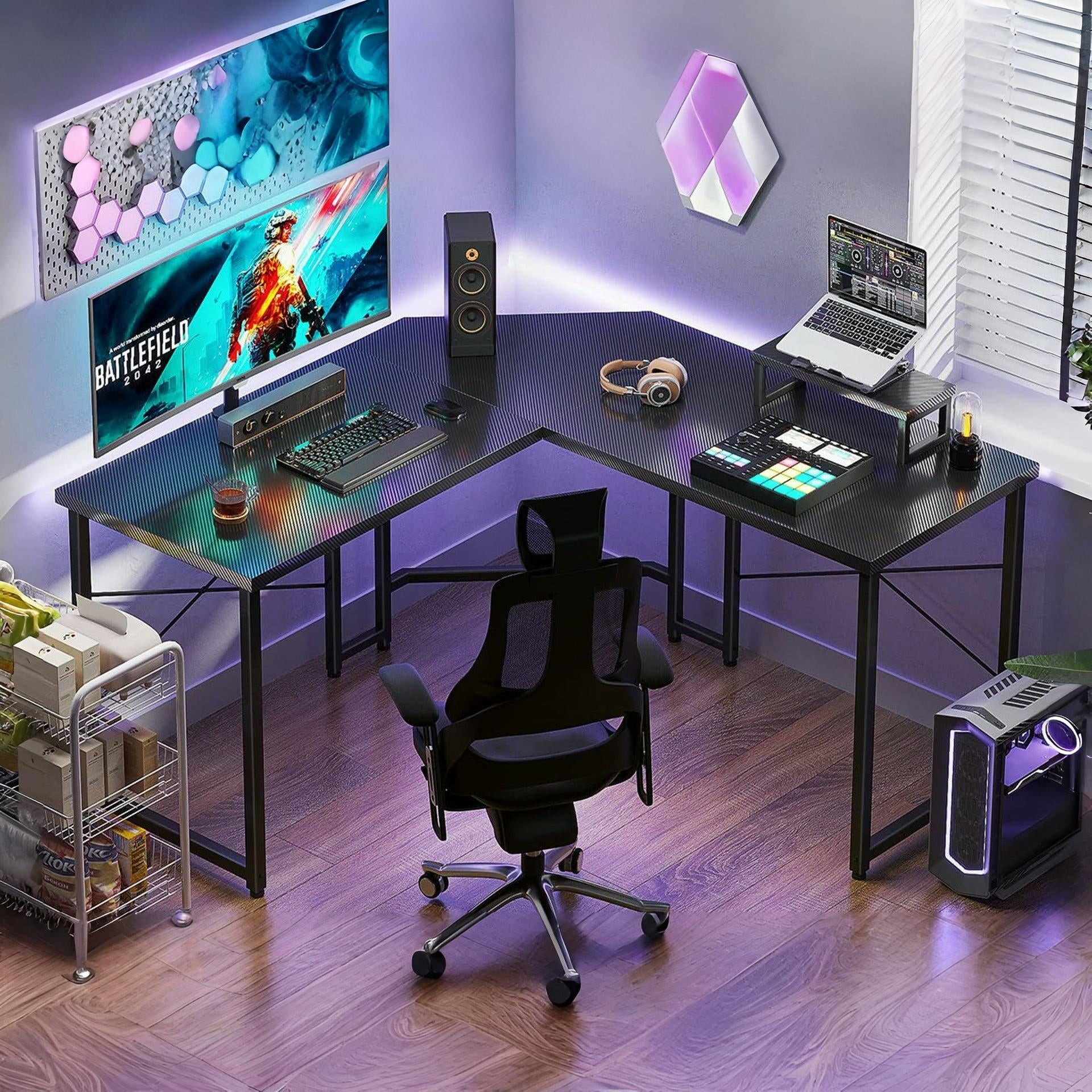 Marcus Gaming Corner Desk - Carbon Black