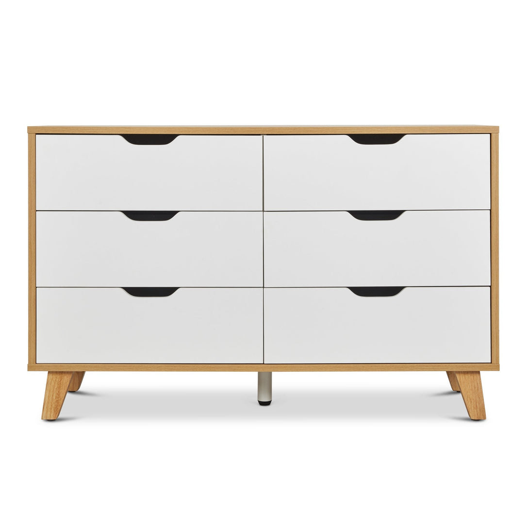 Schertz Wooden Low Boy 6 Drawers - Oak