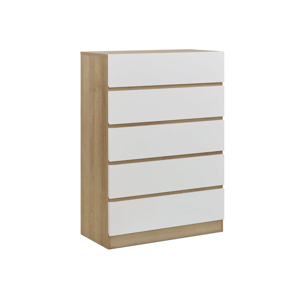 Harris 5 Drawers Tallboy - Oak + White