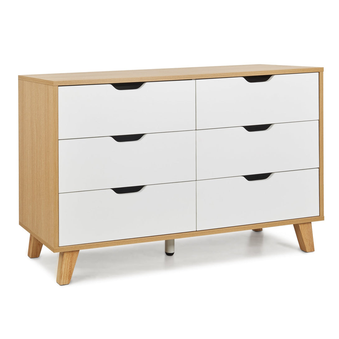 Schertz Wooden Low Boy 6 Drawers - Oak