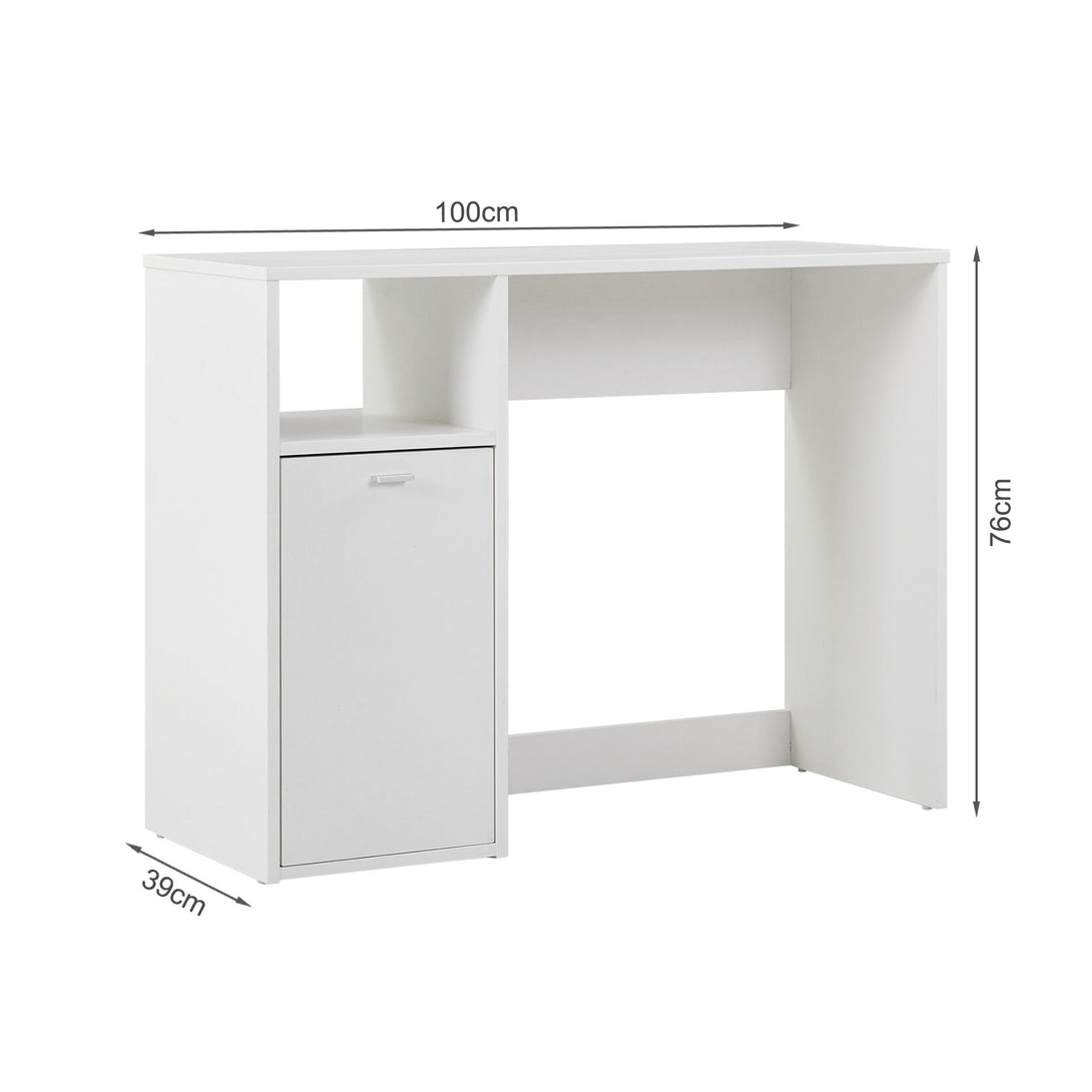 Makalu 100cm Computer Study Desk with Cabinet - White