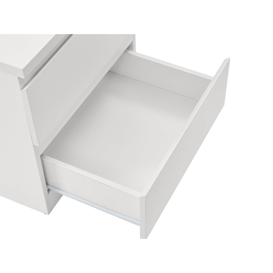 Tongass Wooden Bedside Table - White