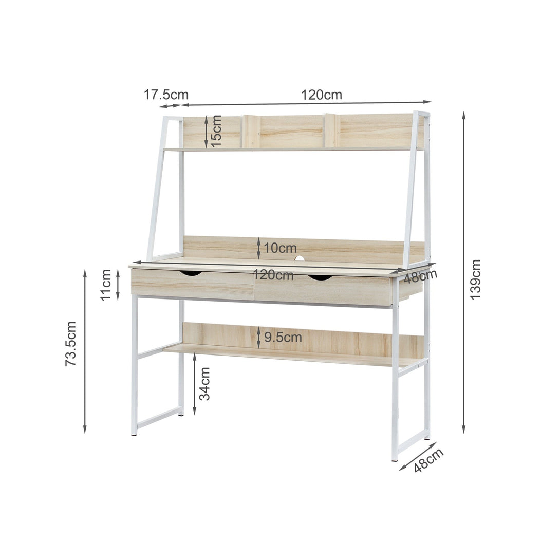 Siya 120cm Computer Desk with Drawers - Oak