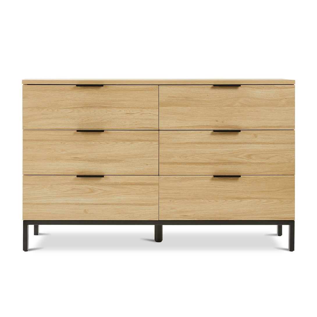 Ocala Low Boy 6 Drawer Chest Dresser - Oak