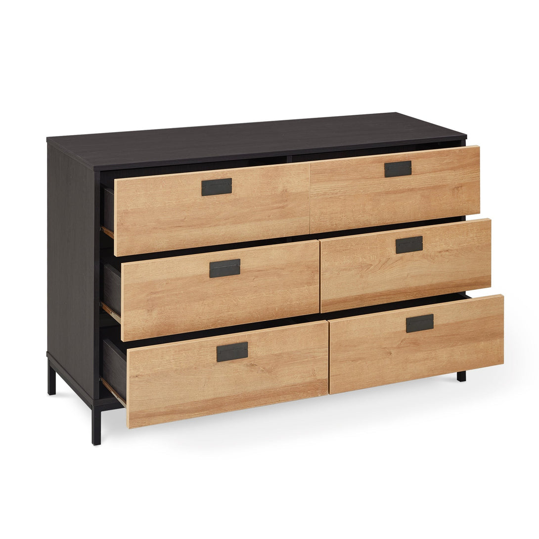 Morris Wooden Low Boy 6 Drawers - Oak