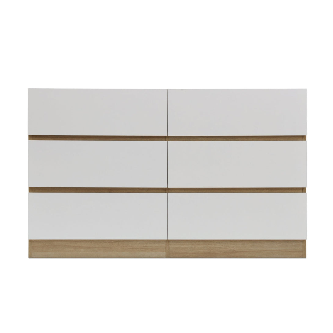 Harris 6 Drawers Low Boy - Oak + White
