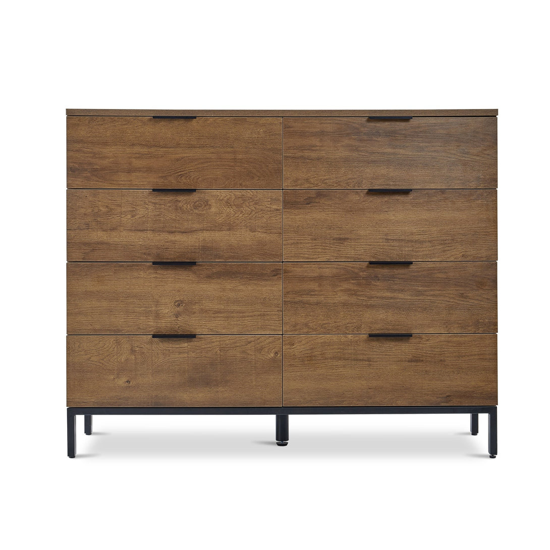 Ocala Low Boy 8 Drawer Chest Dresser - Walnut