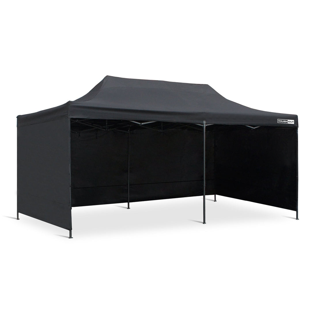 Toughout Breeze Gazebo with 3 Side Walls 3x6m - Black