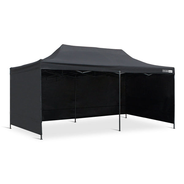 Toughout Breeze Gazebo with 3 Side Walls 3x6m - Black