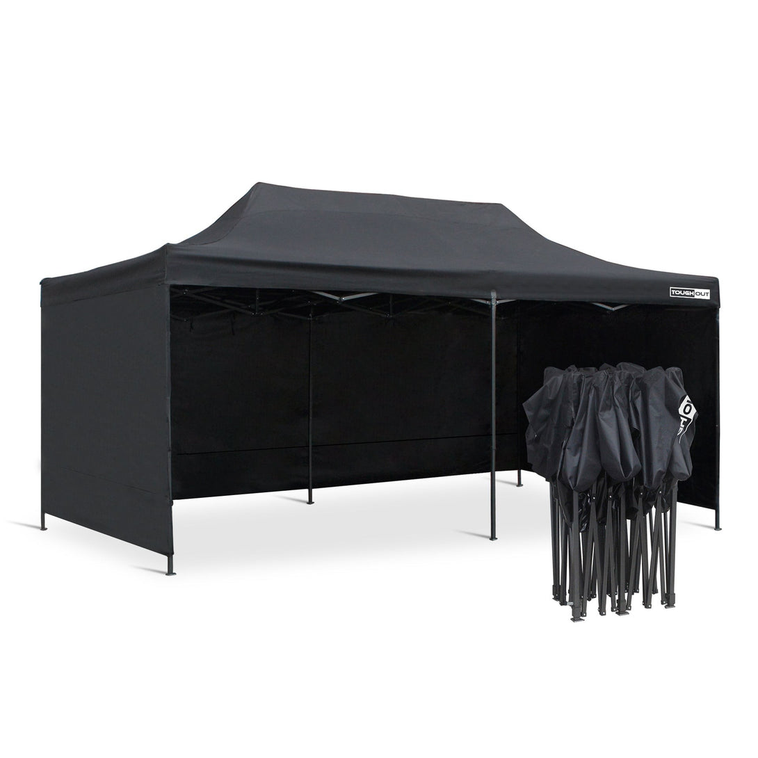 Toughout Breeze Gazebo with 3 Side Walls 3x6m - Black