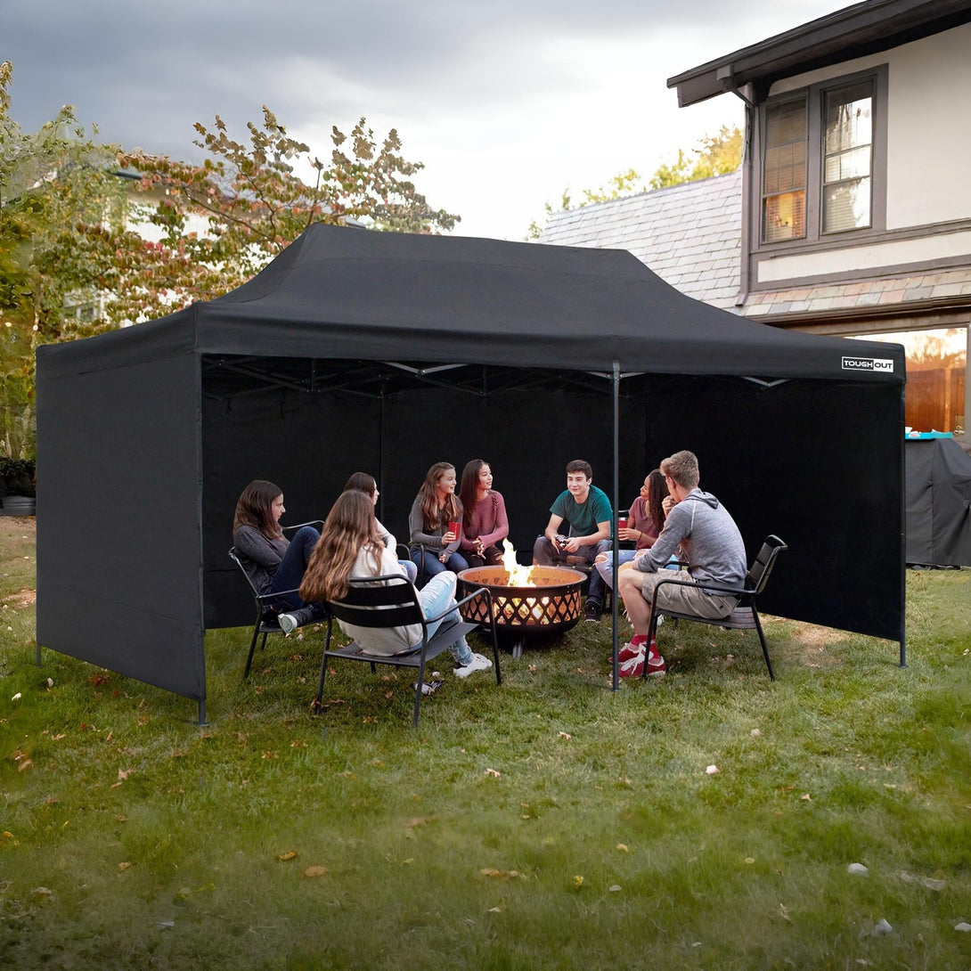 Toughout Breeze Gazebo with 3 Side Walls 3x6m - Black
