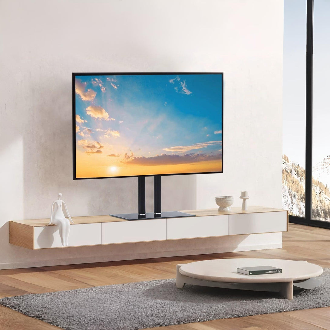 TV Stand With Glass Base Height Adjustable 32-70"