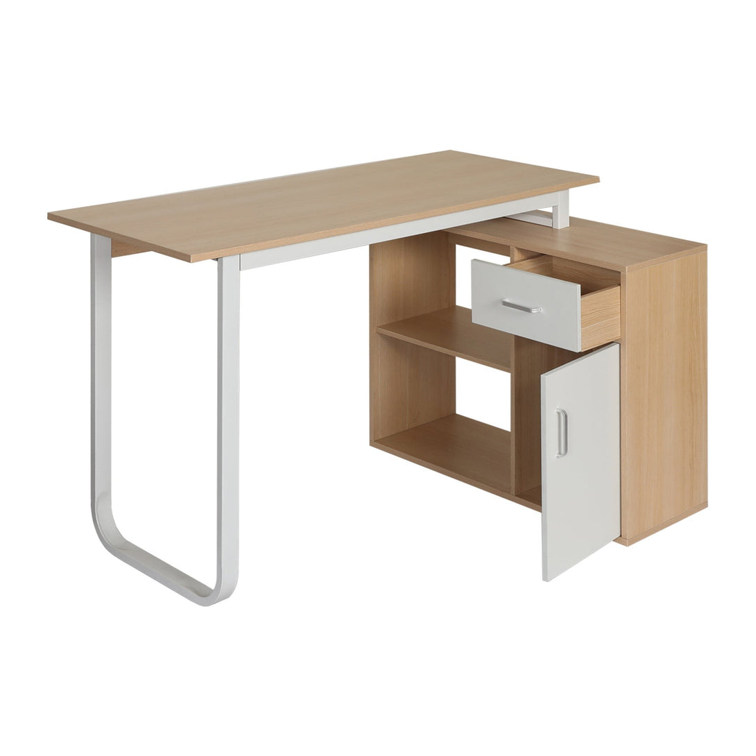 Yates 120cm Computer Desk with Right Cabinet - Oak