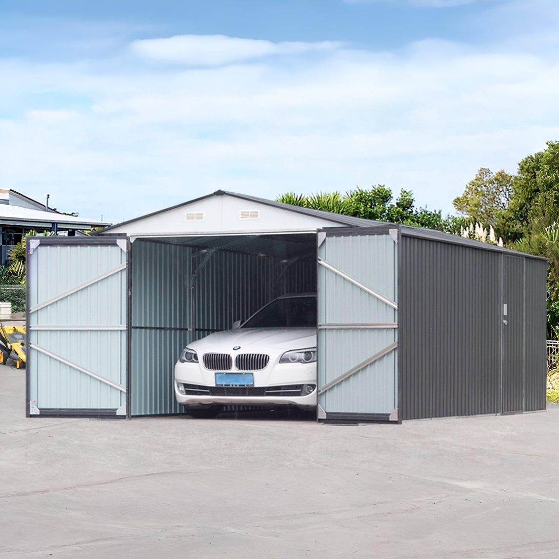 ToughOut Outdoor Garage 19'x10' ft - 6m x 3m x 2.32m - Charcoal
