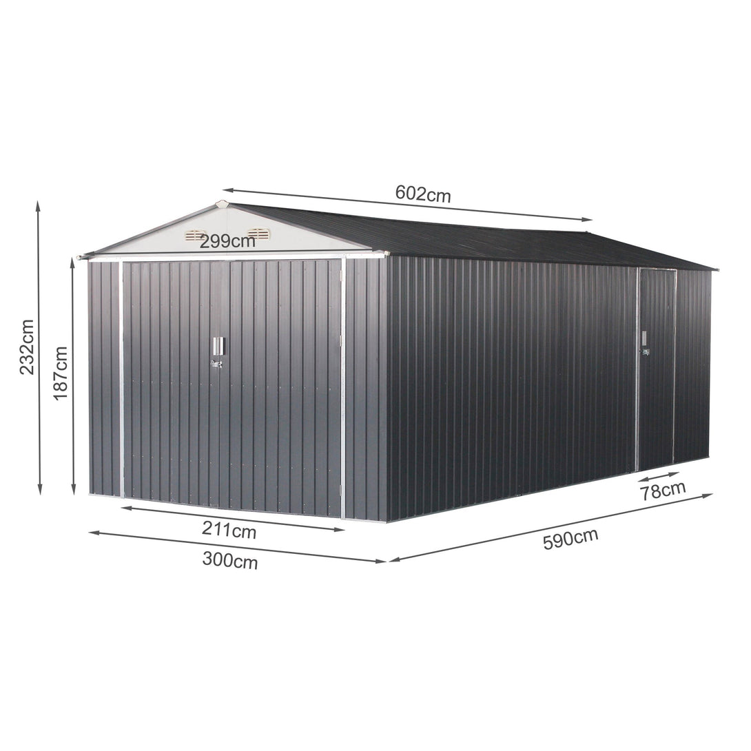 ToughOut Outdoor Garage 19'x10' ft - 6m x 3m x 2.32m - Charcoal