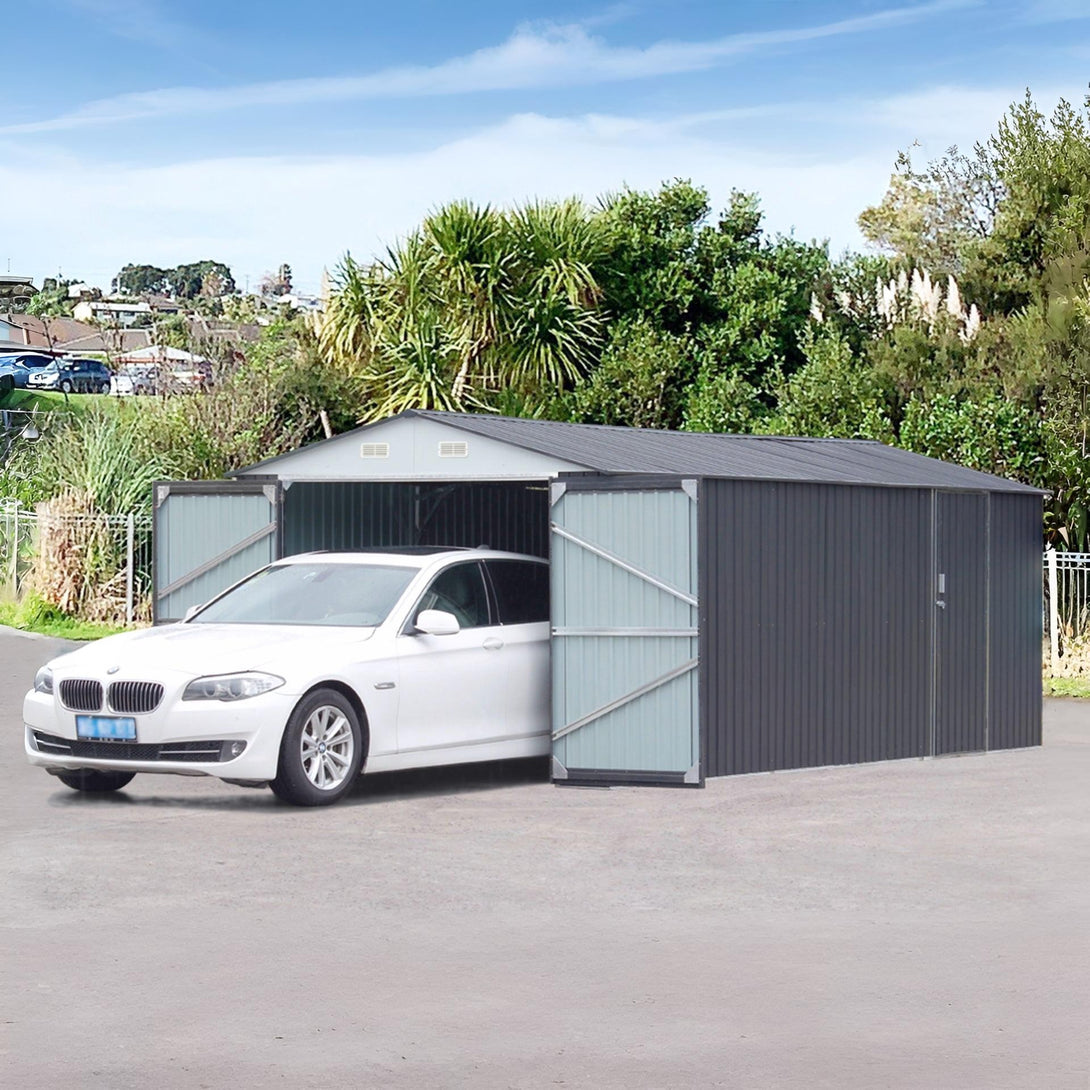 ToughOut Outdoor Garage 19'x10' ft - 6m x 3m x 2.32m - Charcoal