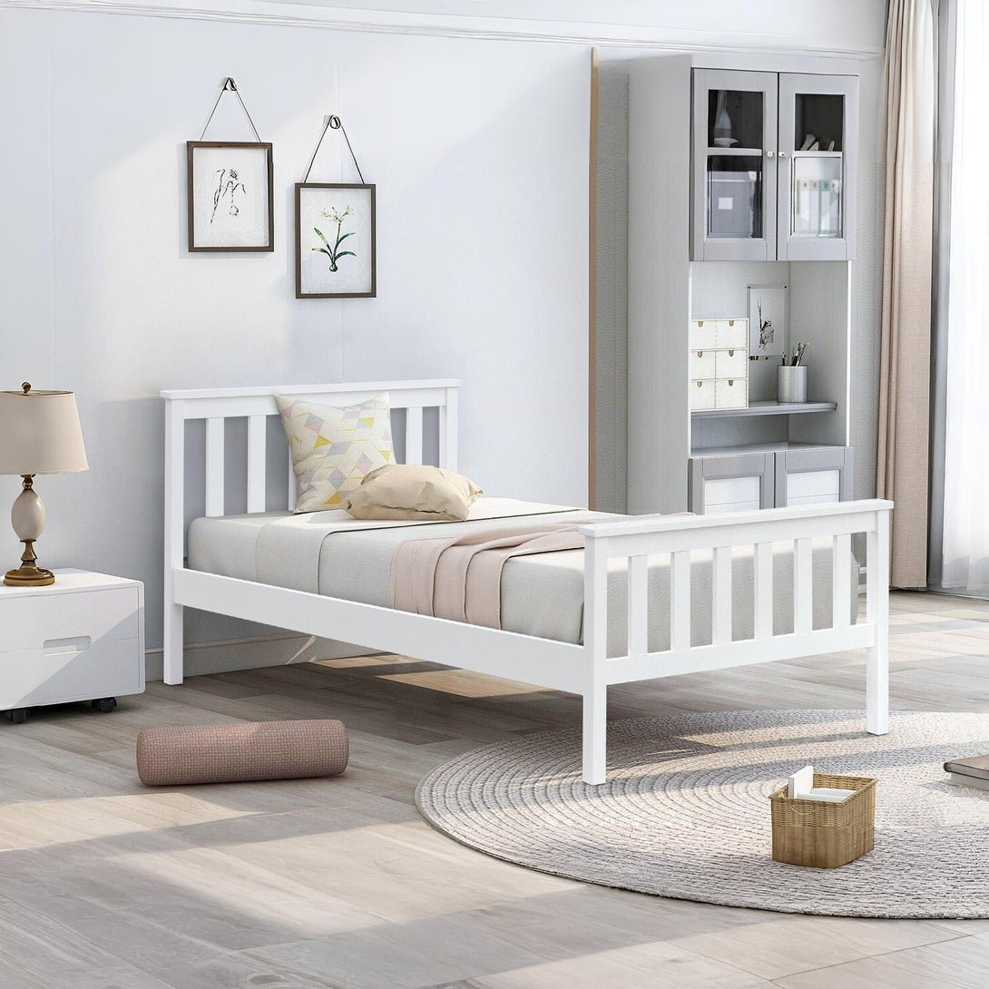 Andes Single Wooden Bed Frame - White