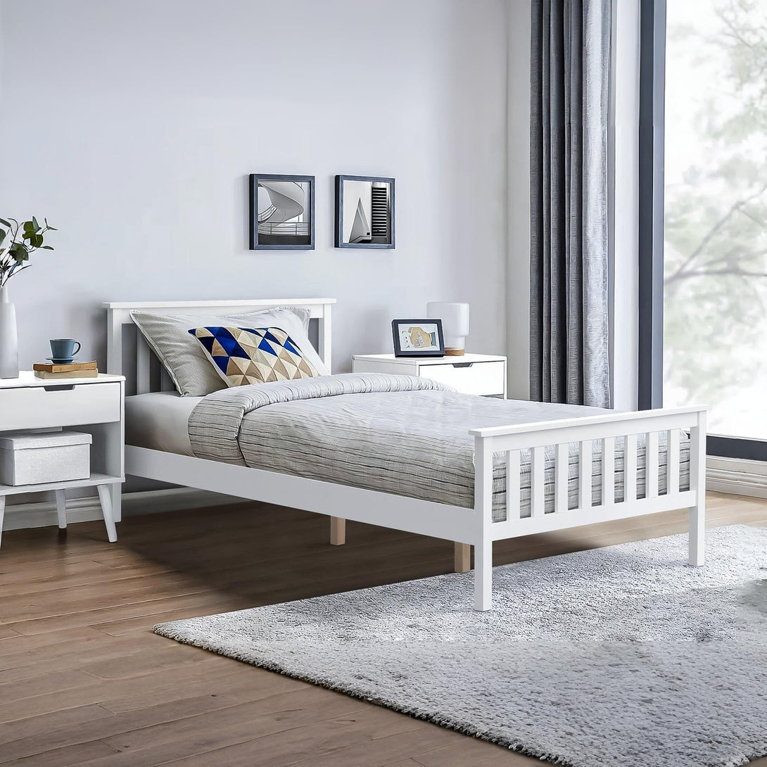 Andes King Single Wooden Bed Frame - White