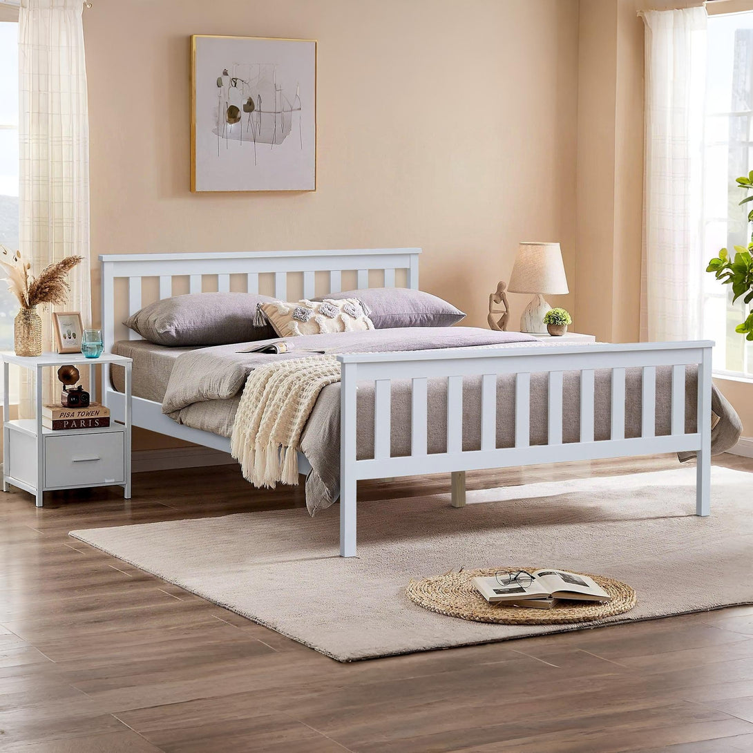 Andes Queen Wooden Bed Frame - White