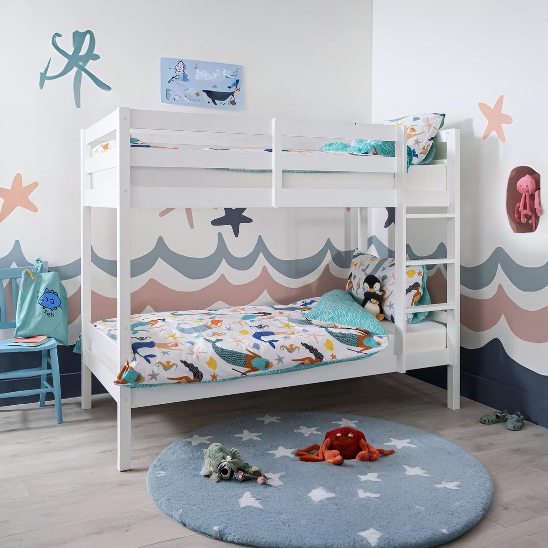 Maroon Single Wooden Bunk Bed Frame - White