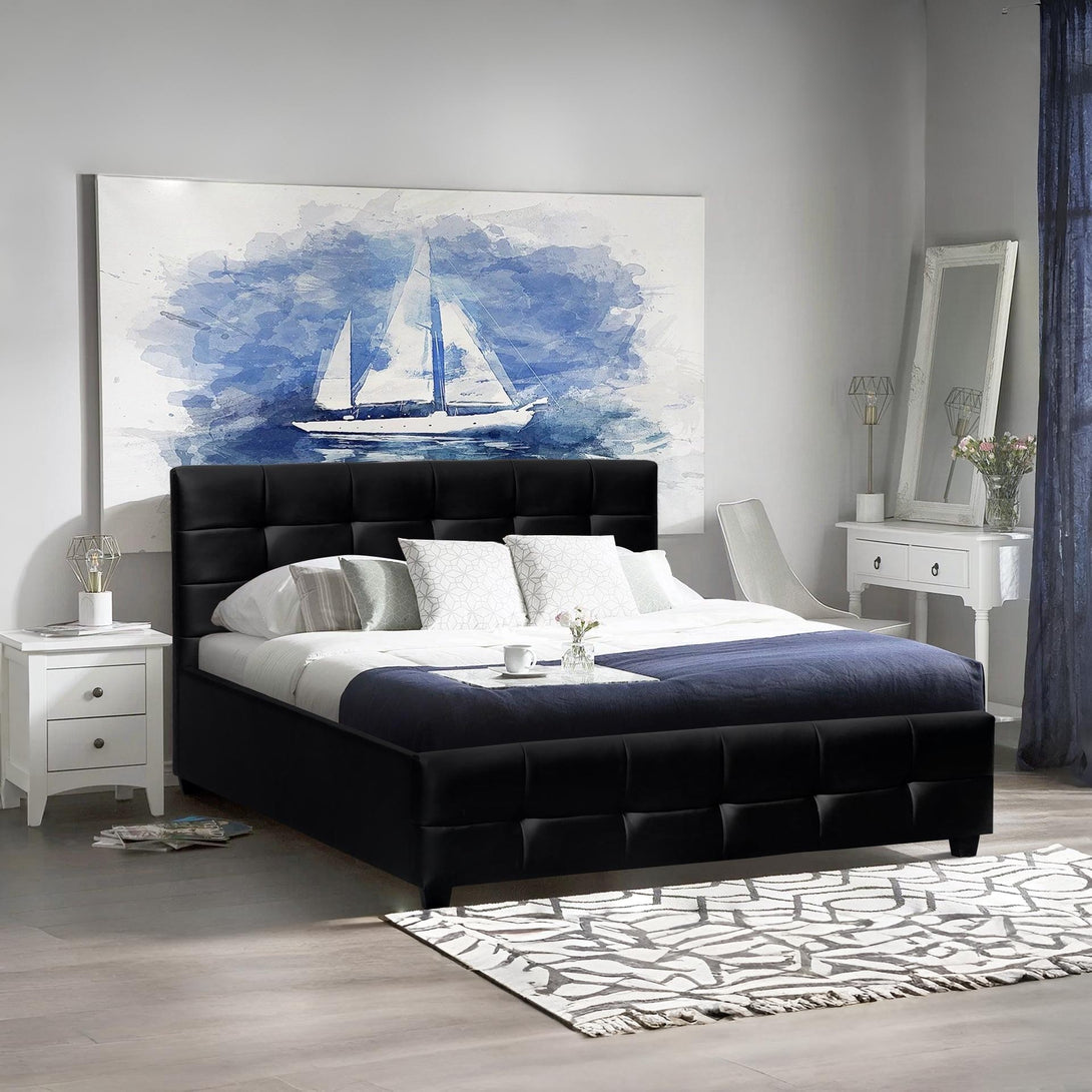 Augusta Queen PU Bed Frame - Black