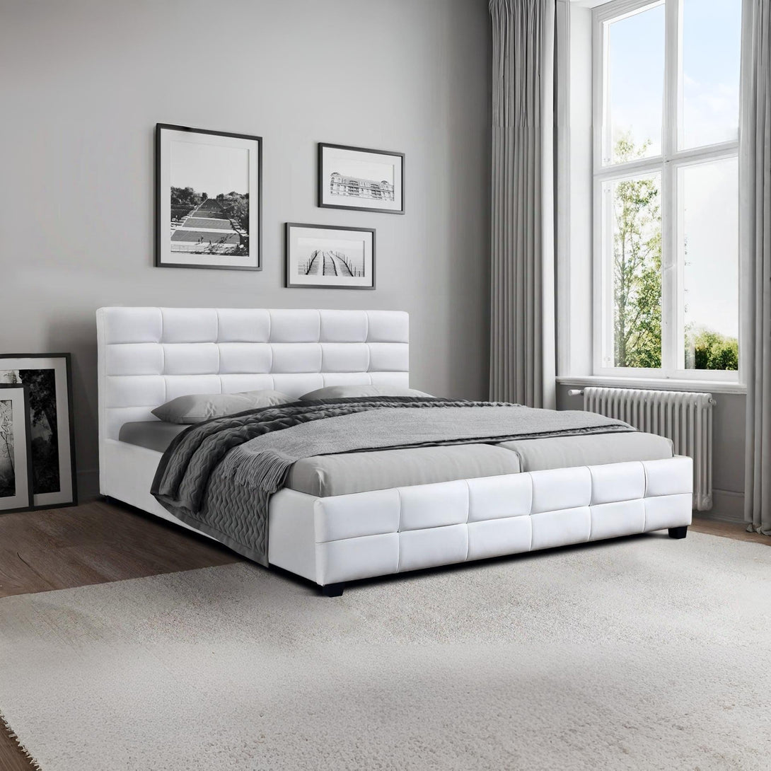 Augusta Queen PU Bed Frame - White