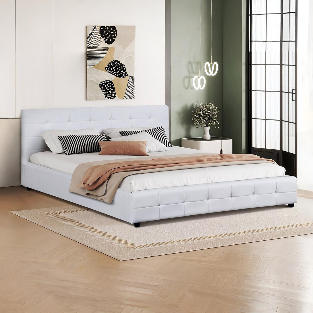 Augusta Super King PU Bed Frame - White
