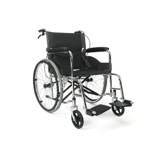 Self-Propelled Wheelchair with Locking Hand Brakes - Black