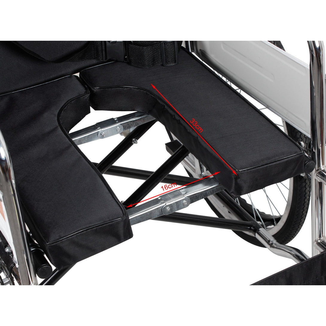 Self-Propelled Wheelchair with Toilet - Black
