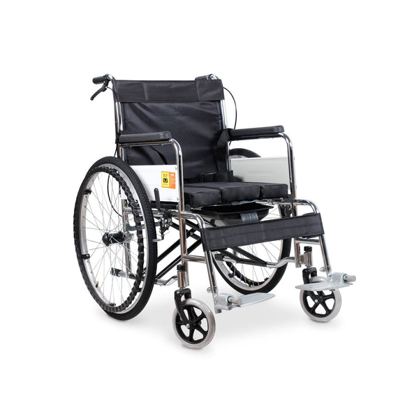 Self-Propelled Wheelchair with Toilet - Black