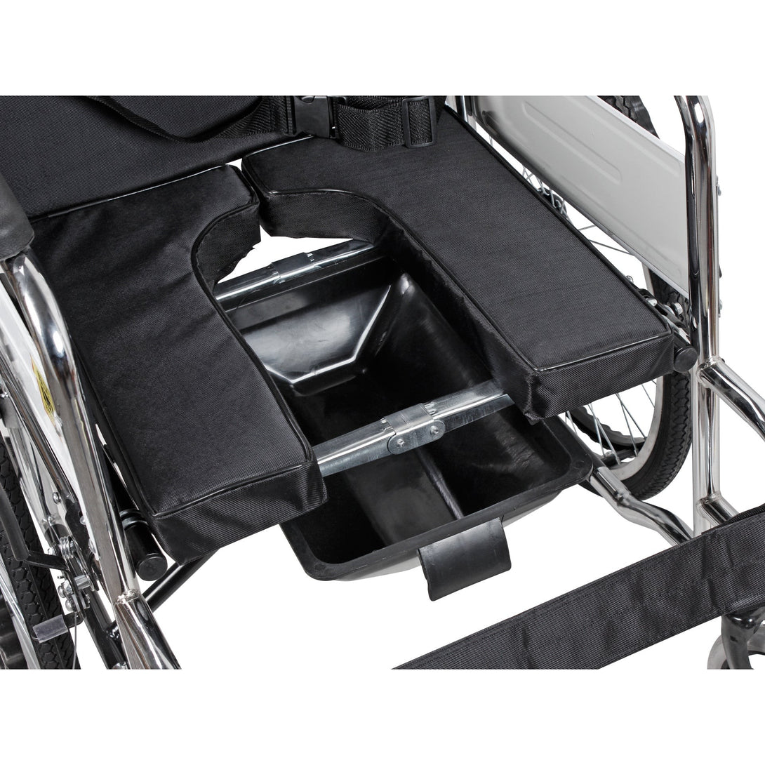 Self-Propelled Wheelchair with Toilet - Black
