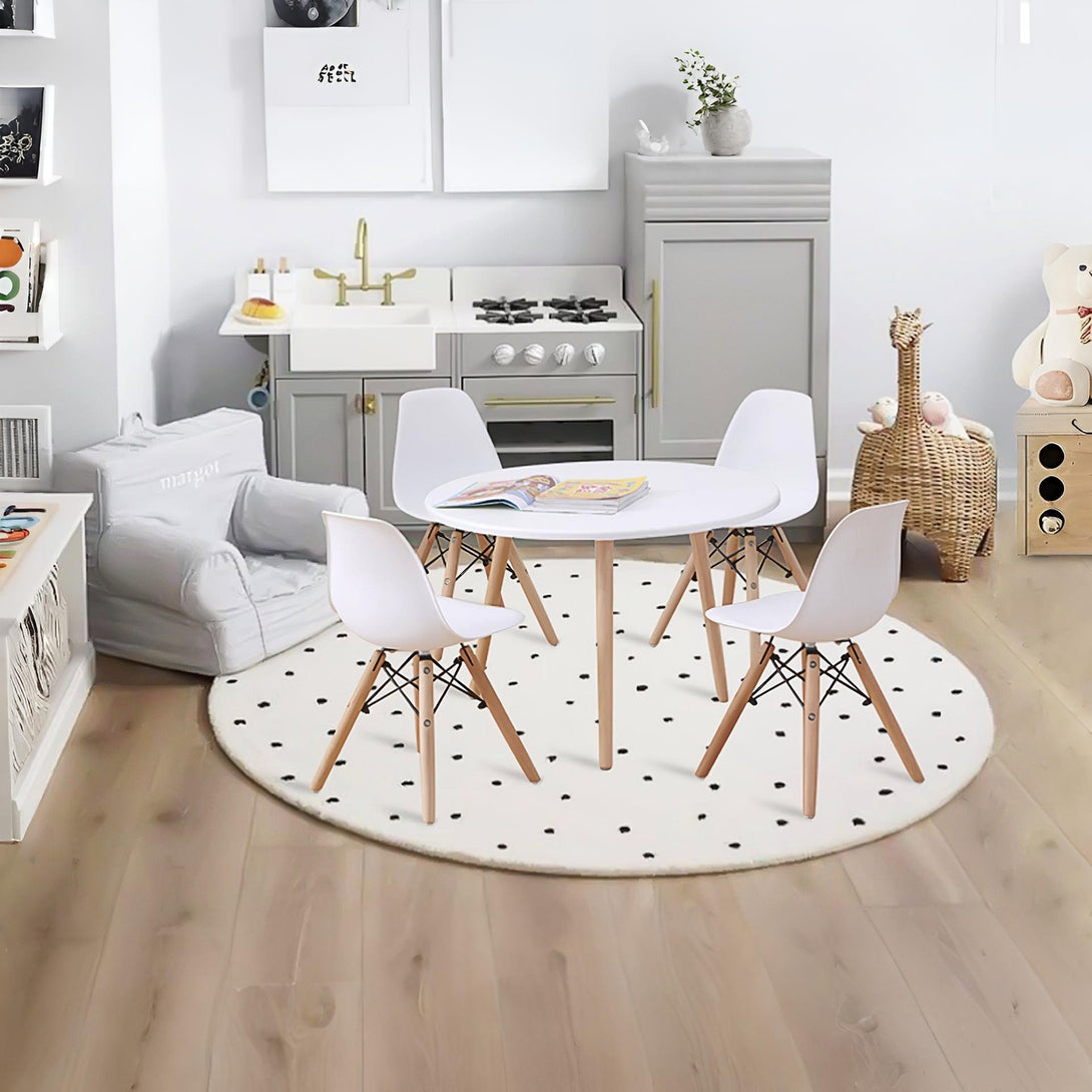 Iris 5 Piece Kids Table With Chairs Set - White