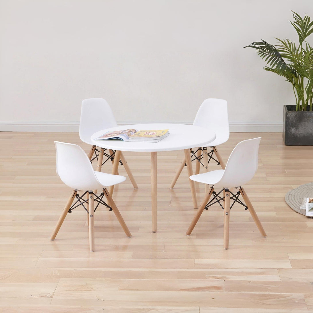 Iris 5 Piece Kids Table With Chairs Set - White