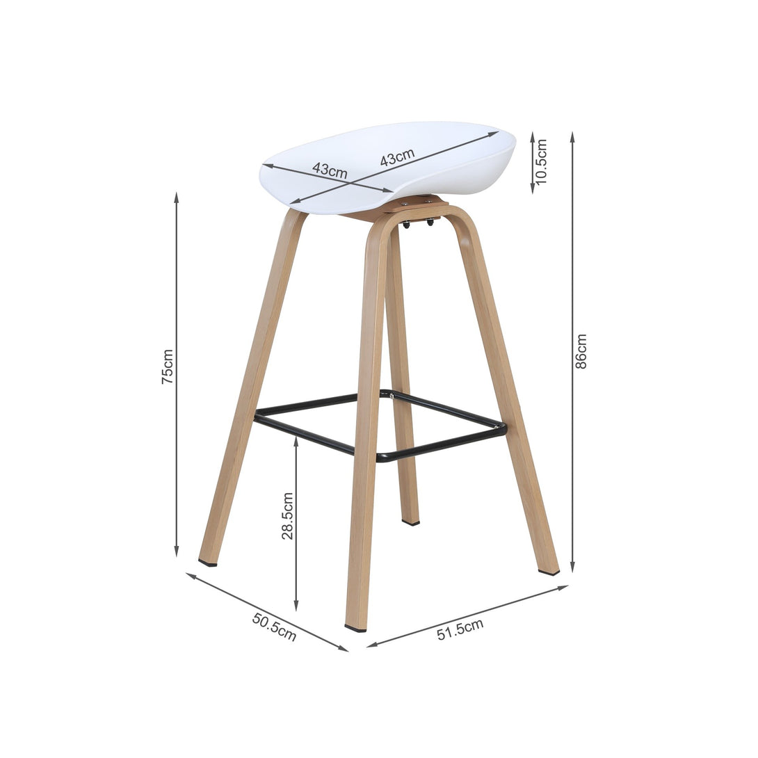 Kai Bar Stool Metal Barstool 75cm - White