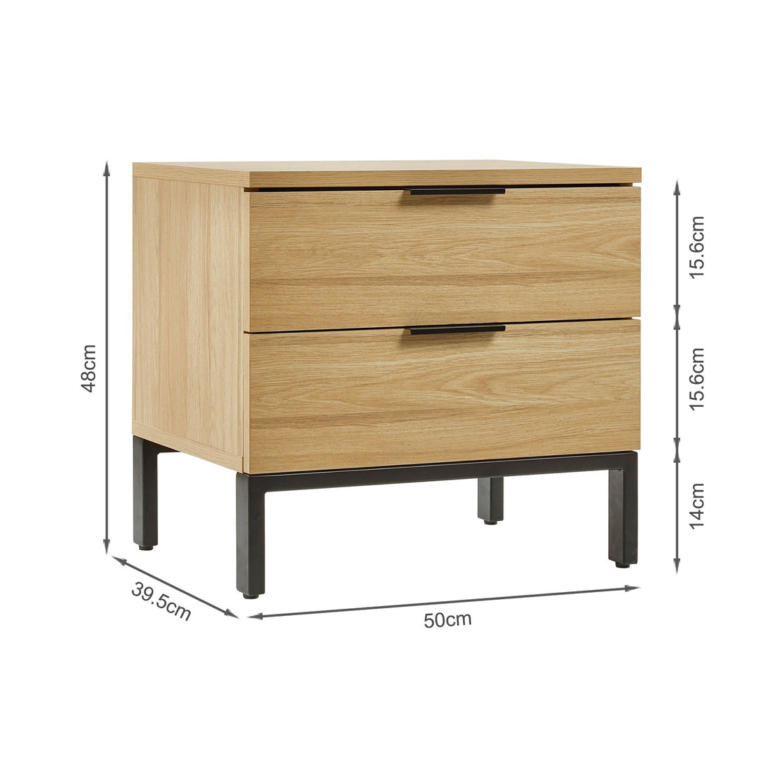 Ocala Wooden Bedside Table - Oak