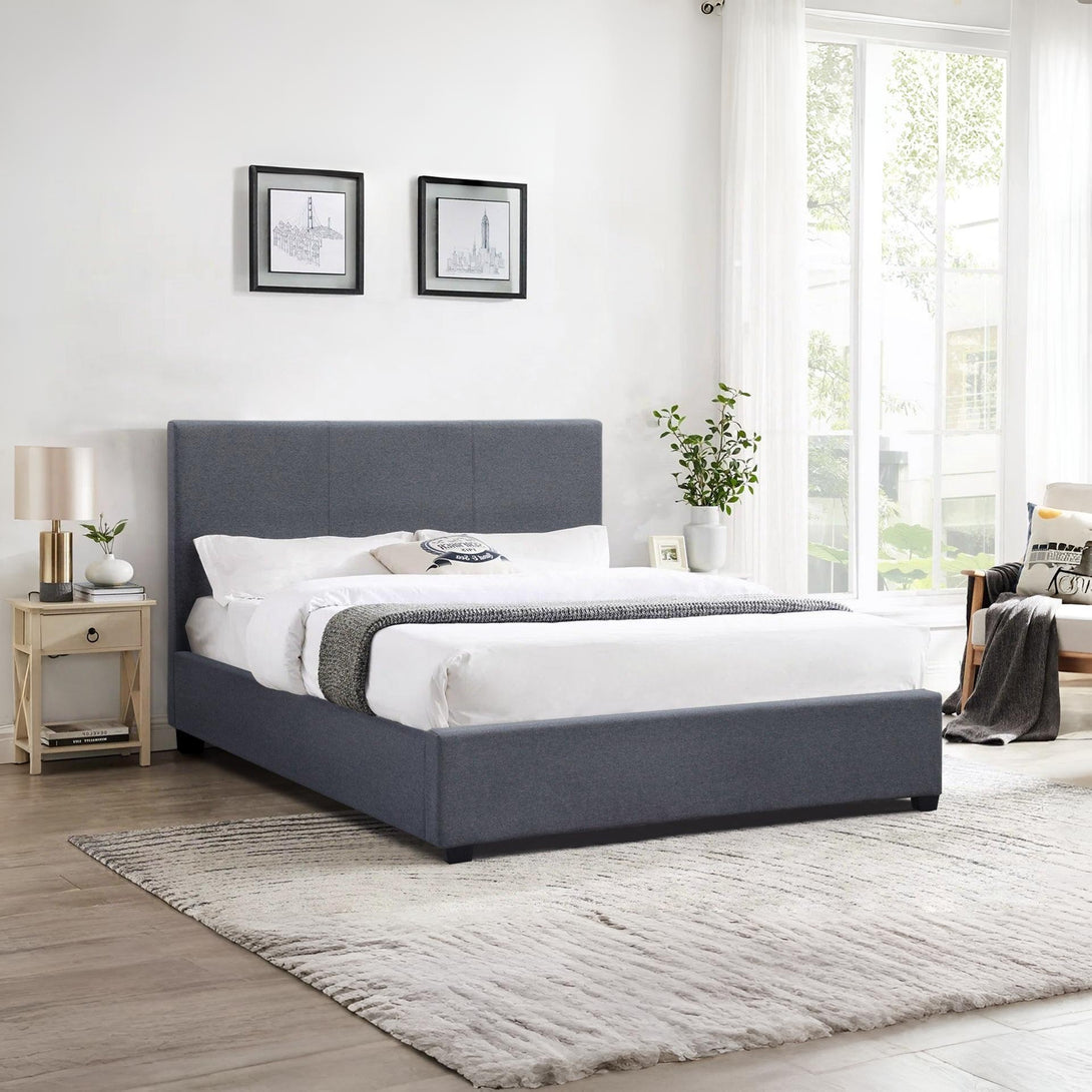 Shasta Fabric Slat Bed with Headboard - Double