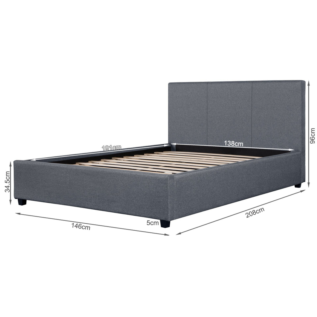 Shasta Fabric Slat Bed with Headboard - Double