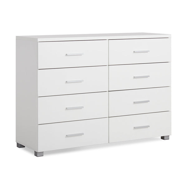 GARRETT Tallboy 8 Drawer Chest Dresser - WHITE