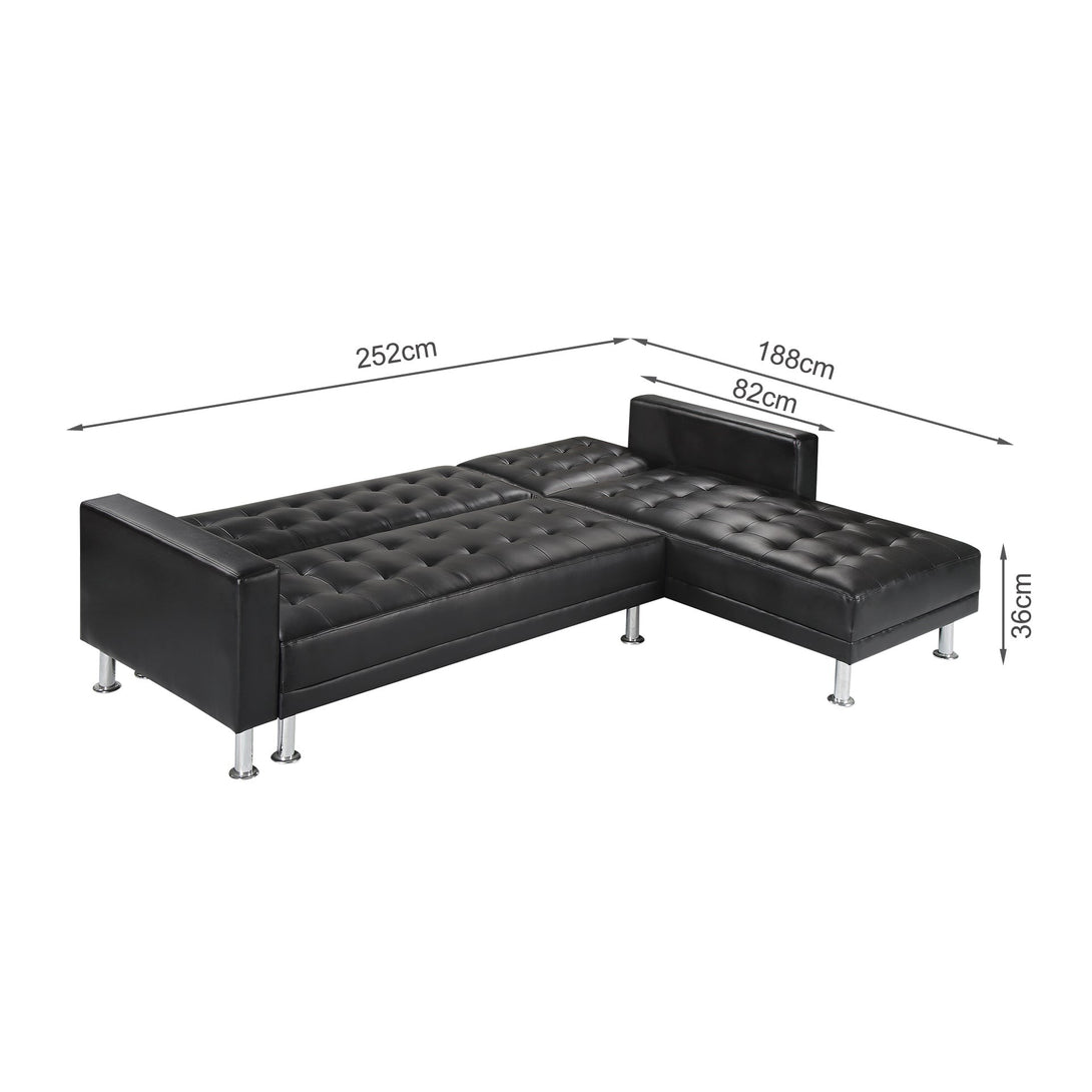 Colorado 3 Seater Sofa Bed Futon with Chaise - Black