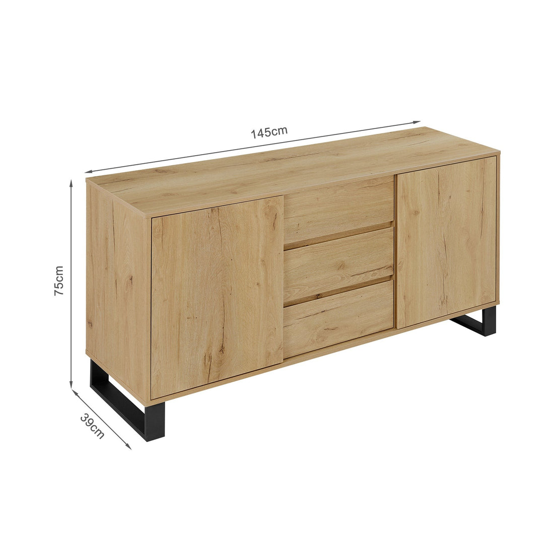 Frohna Sideboard Buffet Table with 3 Drawers - Oak