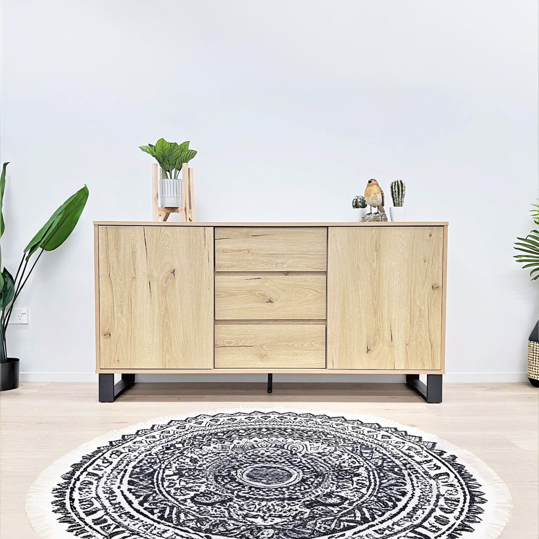 Frohna Sideboard Buffet Table with 3 Drawers - Oak