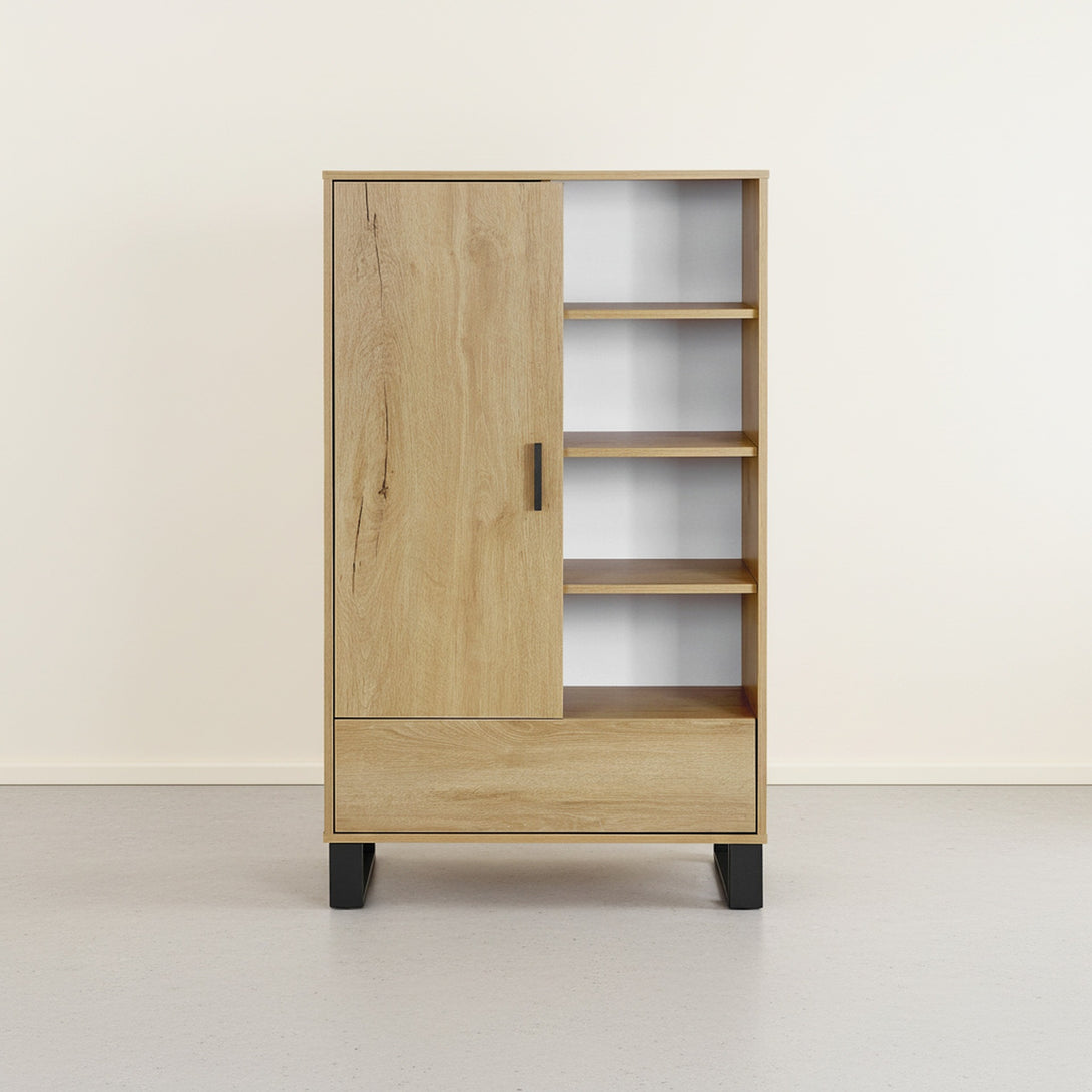 Frohna Bookshelf Cabinet with Drawer - Oak