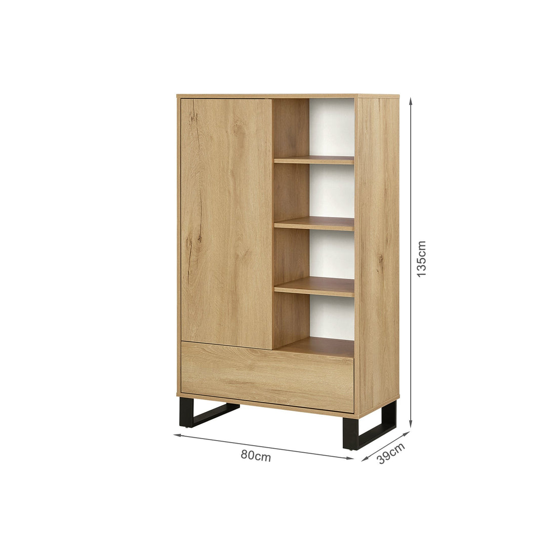 Frohna Bookshelf Cabinet with Drawer - Oak