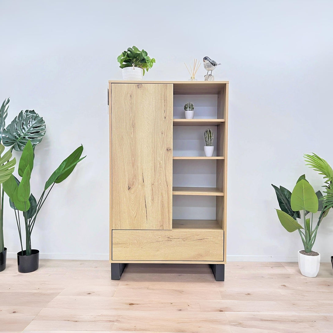 Frohna Bookshelf Cabinet with Drawer - Oak
