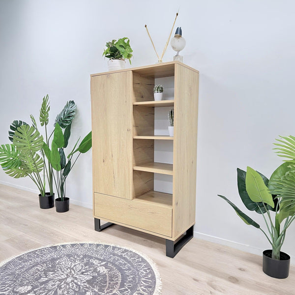 Frohna Bookshelf Cabinet with Drawer - Oak