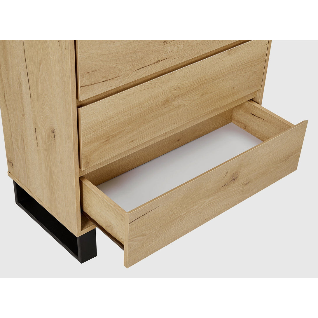 Frohna Tallboy 4 Drawer Chest Dresser - Oak